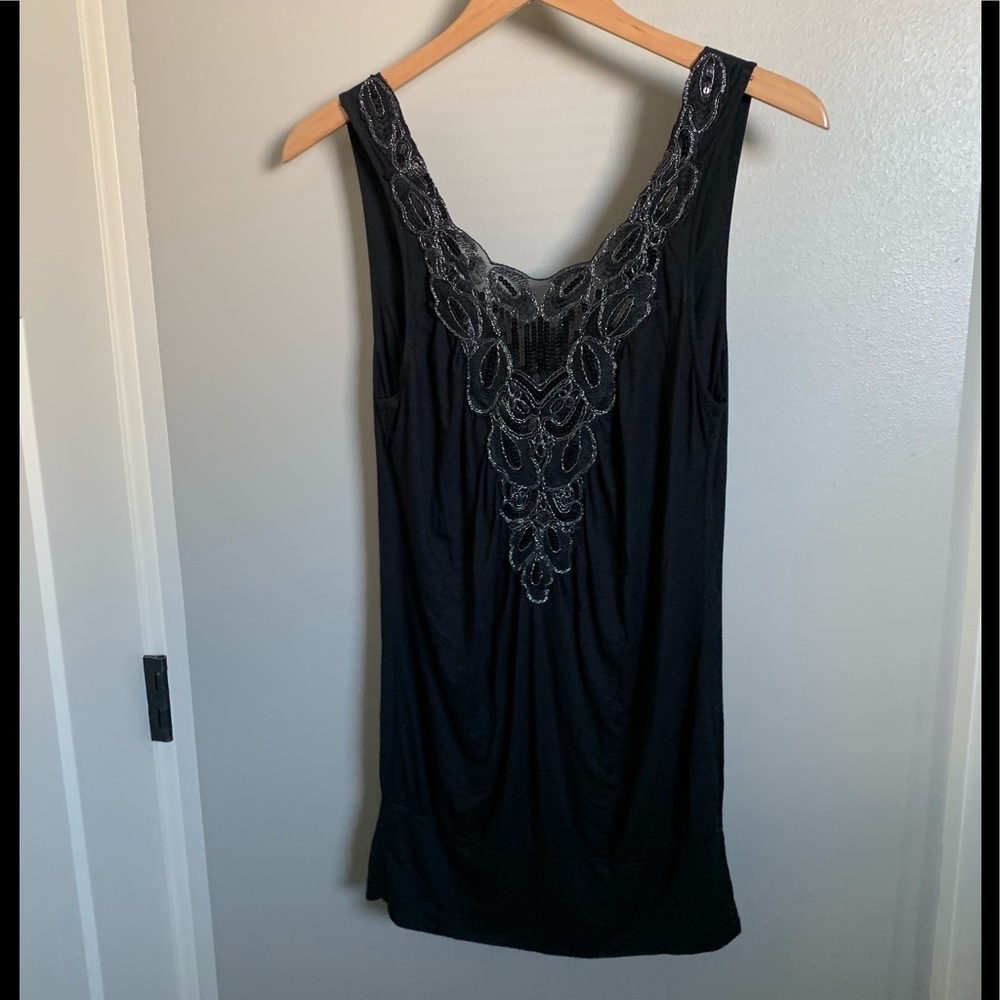 Black mini dress with beading detail